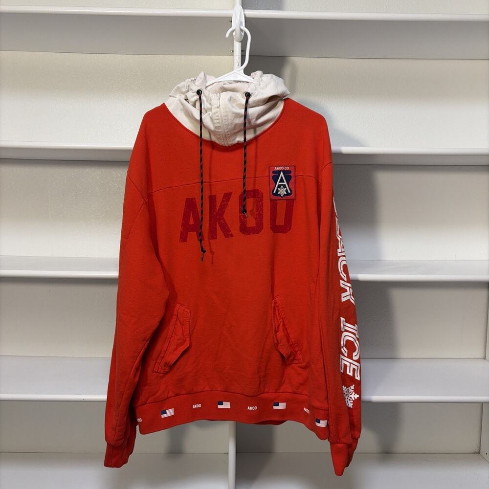 AKOO Kingdom Hoodie Black Ice Men’s Sz 3XL Red W/ Pockets Embroidered Patch